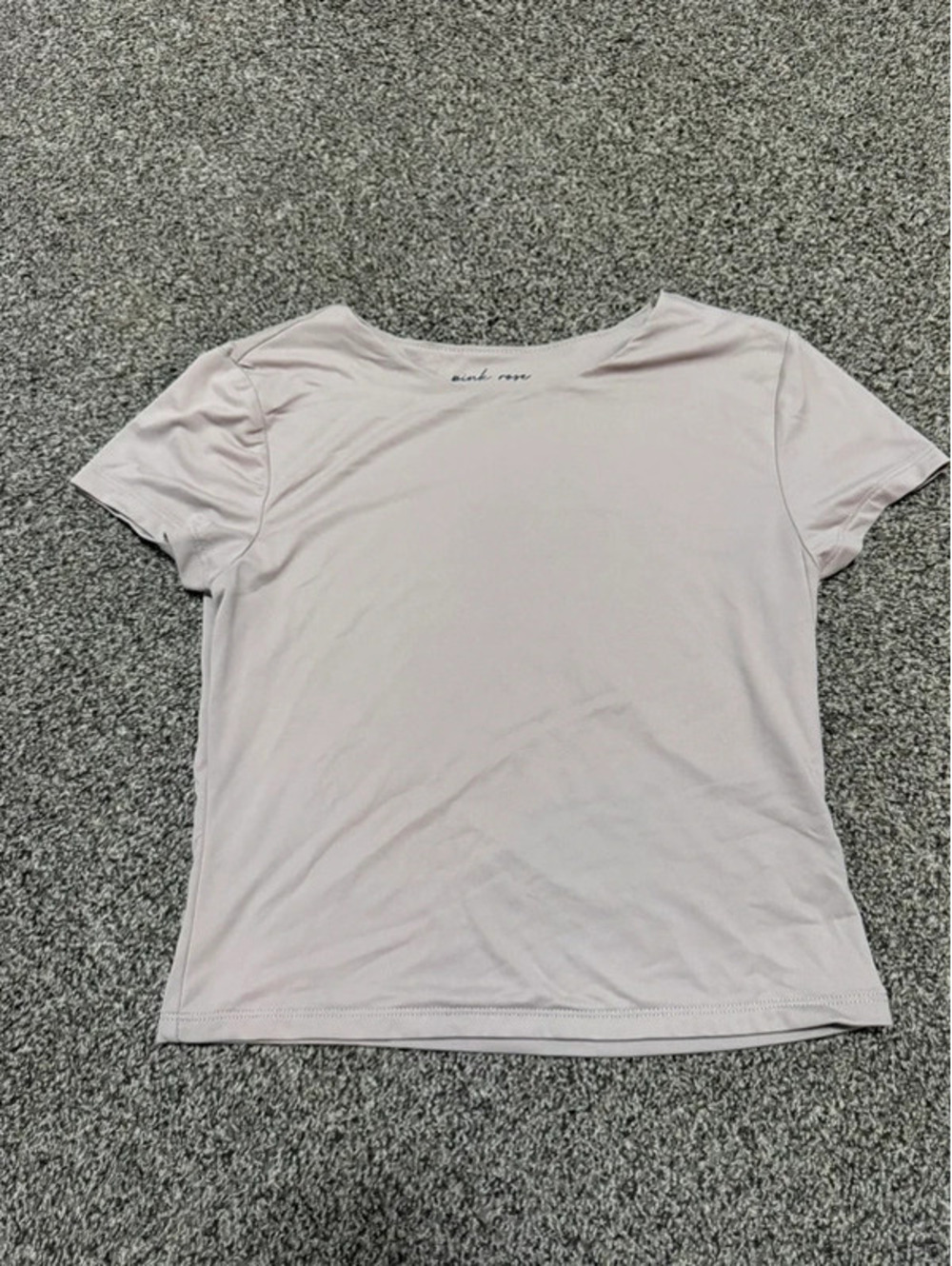 Pink Rose Luxe Contour Women’s Large Taupe Short Sleeve Fitted Stretch Top
